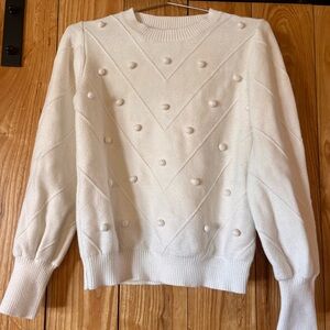 Polagram Cream Textured Crew Neck Sweater